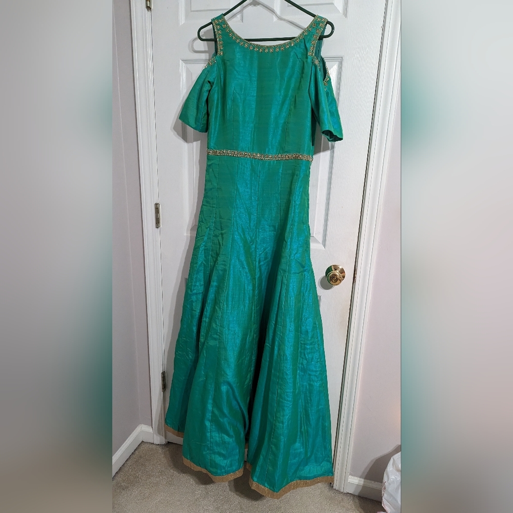 Teal Embellished Gown